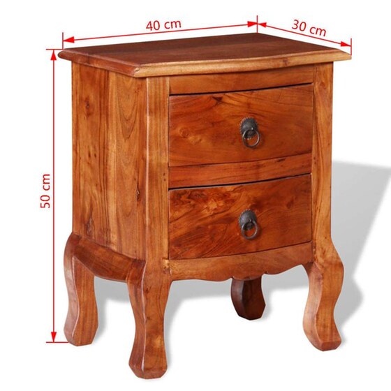 Κομοδίνο Vidaxl Από Μασίφ Ξύλο Ακακίας 2τμχ 40x30x50 cm - Καφέ image 1
