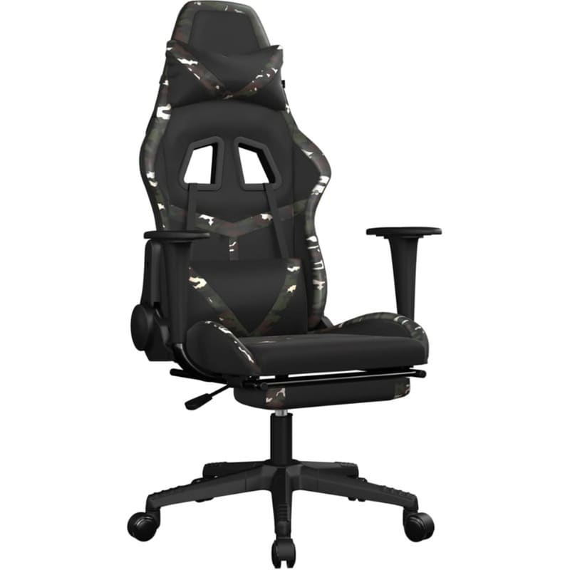Καρέκλα Gaming VIDAXL 3143686 με Υποπόδιο από Τεχνητό Δέρμα - Μαύρο