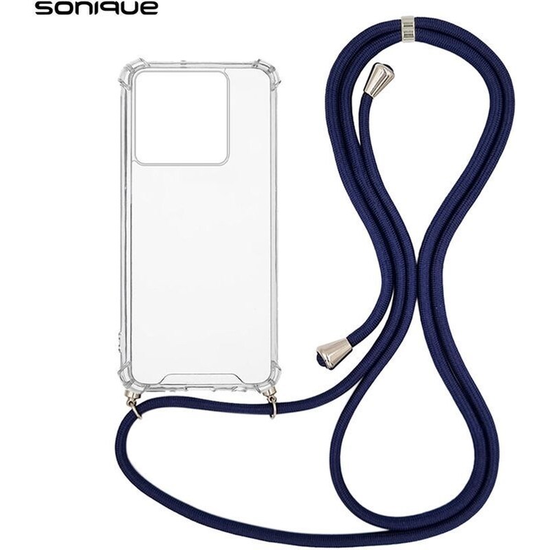 Θήκη Xiaomi Redmi Note 13 Pro 5G/ Poco X6 5G - Sonique Armor Σιλικόνης Με Κορδόνι Μπλε Σκούρο - Clear