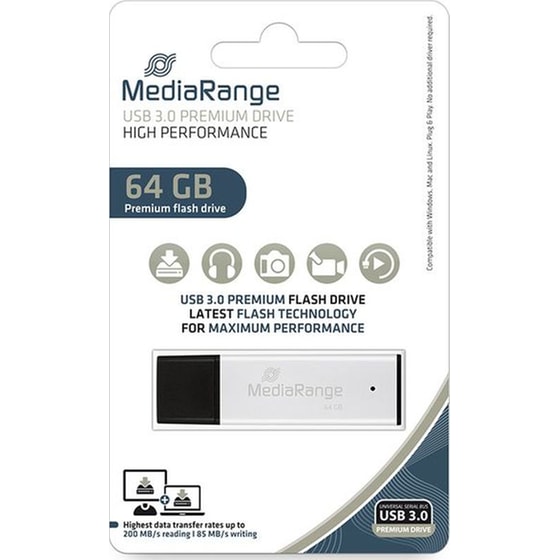 MediaRange USB 3.0 High Performance Flash Drive 64GB - Λευκό image 0