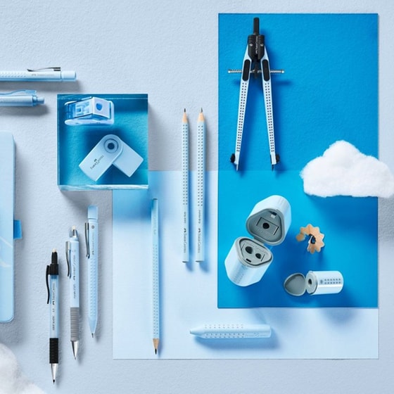 Σετ Γραφής Faber Castell 2 Μολύβια Sparkle με Γόμα & Ξύστρα Mini Sleeve Sky Blue image 1