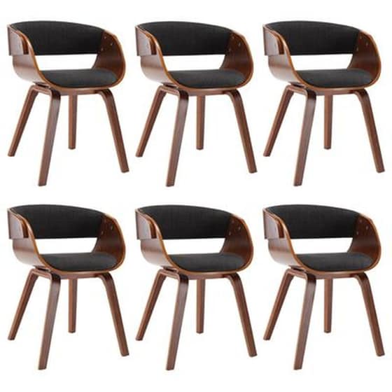 Καρέκλες Τραπεζαρίας Vidaxl από Λυγισμένο Ξύλο και Ύφασμα 6 Τμχ - Γκρι image 0