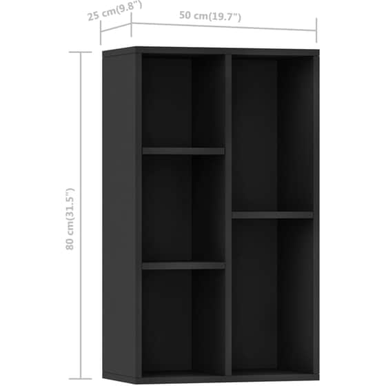 Βιβλιοθήκη VidaXL από Μοριοσανίδα 50x25x80 cm - Μαύρο image 9