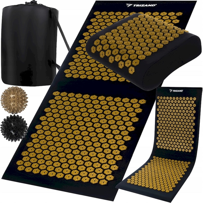TRIZAND Σετ Συσκευή Παθητικού Μασάζ Βελονισμού TRIZAND Χαλί - Μαξιλάρι - Μπάλες Μαύρο