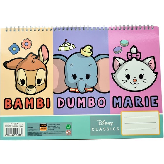 Μπλοκ Ζωγραφικής Gim 23x33 με Αυτοκόλλητα Disney Animal 40 Φύλλων image 0