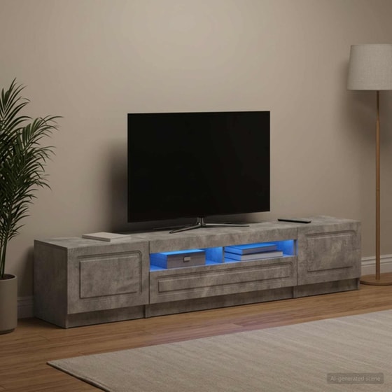 Έπιπλο Τηλεόρασης VidaXL UTRECHT με LED 3 τμχ 198 x 35 x 40 cm - Γκρι Σκυροδέματος image 2