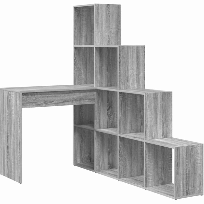 Γωνιακό Γραφείο VidaXL με Ράφι 101,5x149,5x149,5 cm - Γκρι Sonoma