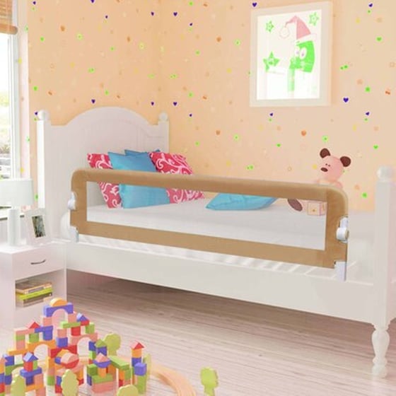 Vidaxl Μπάρα Κρεβατιού Προστατευτική Χρώμα Taupe 150x42 Εκ Πολυεστέρας image 1