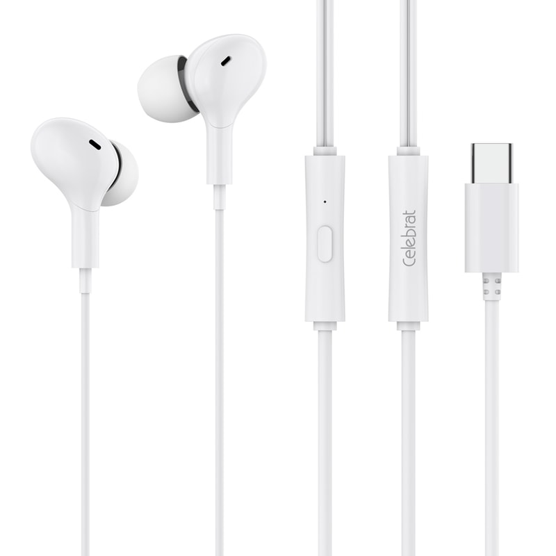 CELEBRAT Ακουστικά Handsfree Celebrat D13 USB-C - Λευκά