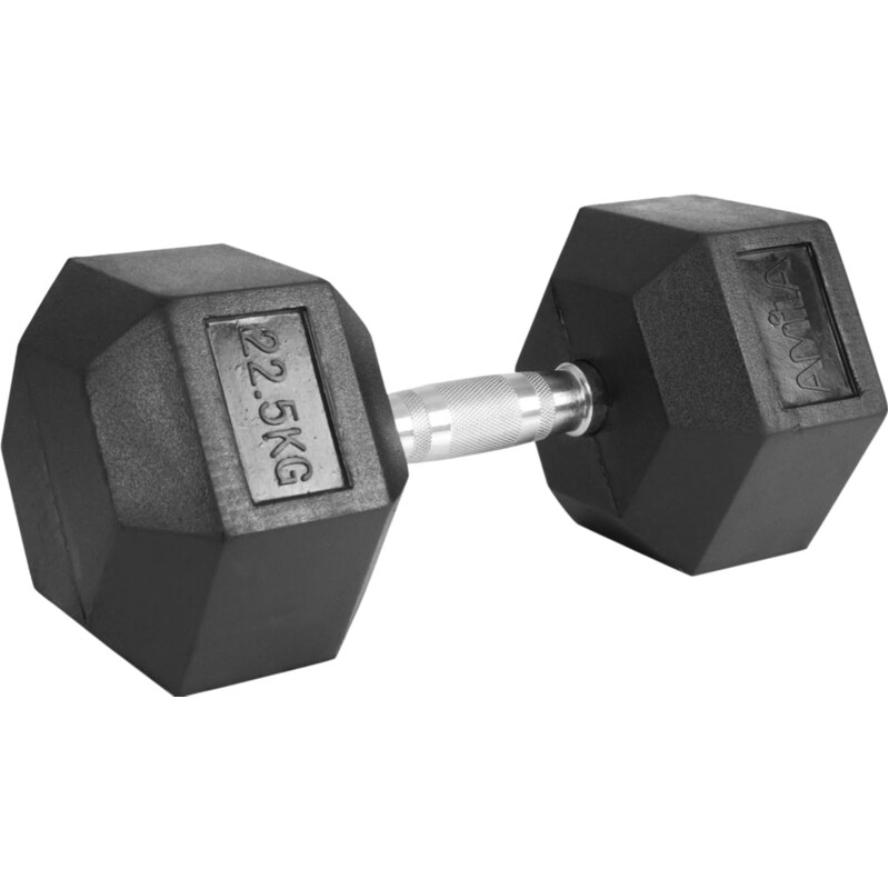 Βαράκι Εξάγωνο 22.5kg Amila Rubber Cover Class A 84544 από Χυτοσίδηρο - Μαύρο