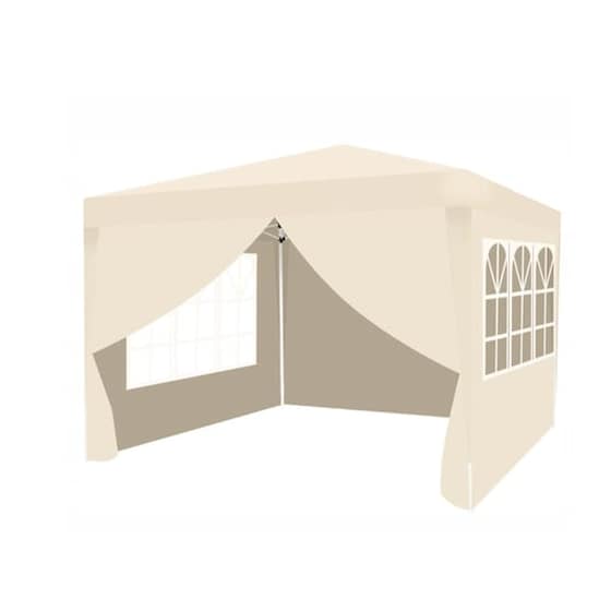 Gazebo Αδιάβροχο Πτυσσόμενο Κιόσκι Τέντα Με 4 Πλευρές Σε Μπεζ Χρώμα,  3x3 M image 0