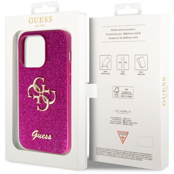 Θήκη Apple iPhone 15 Pro - Guess Fixed Glitter 4g Logo Case - Μωβ image 3