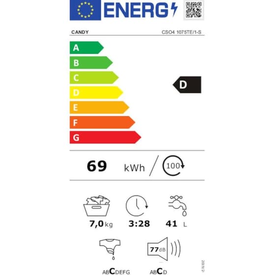 Πλυντήριο Ρούχων CANDY CSO4 1075TE/1-S 7 kg 1.000 Στροφές - Λευκό image 4