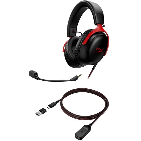HyperX Cloud III Gaming Ενσύρματα Ακουστικά 3.5mm/USB/USB Type-C - Μαύρα/Κόκκινα image 6
