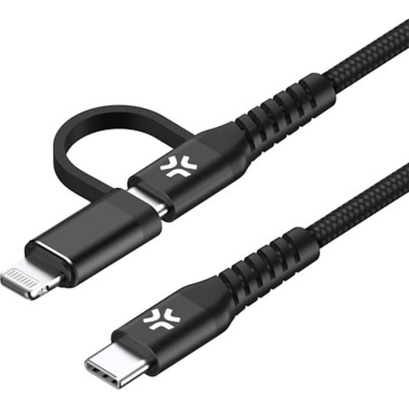 CELLY Καλώδιο δεδομένων Celly 2 σε 1 USB-C και Lightning 60W - Μαύρο
