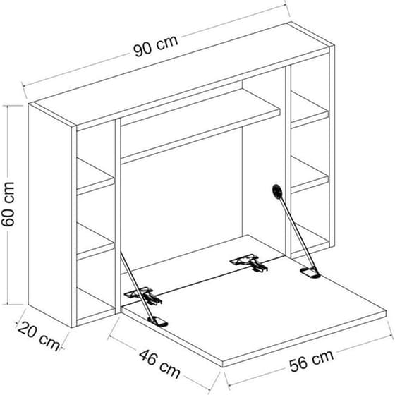 Γραφείο Επιτοίχιο Βιβλιοθήκη ArteLibre Amorgos 90x20-46x60cm - Καρυδί/Λευκό image 4