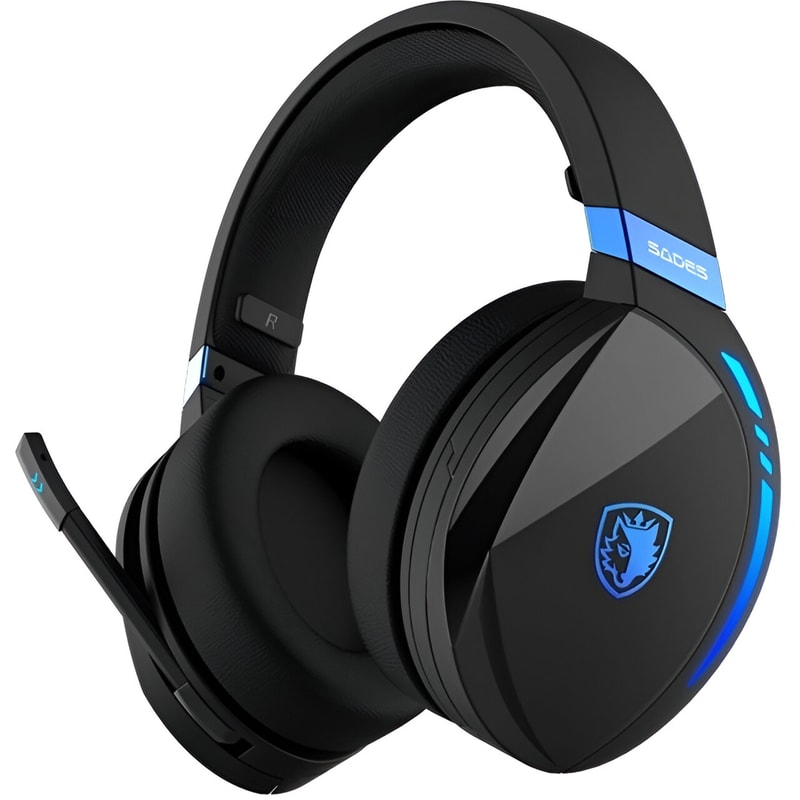 SADES Sades Warden I Gaming Ασύρματα Ακουστικά Bluetooth/2.4 GHz/3.5mm - Μαύρα/Μπλε