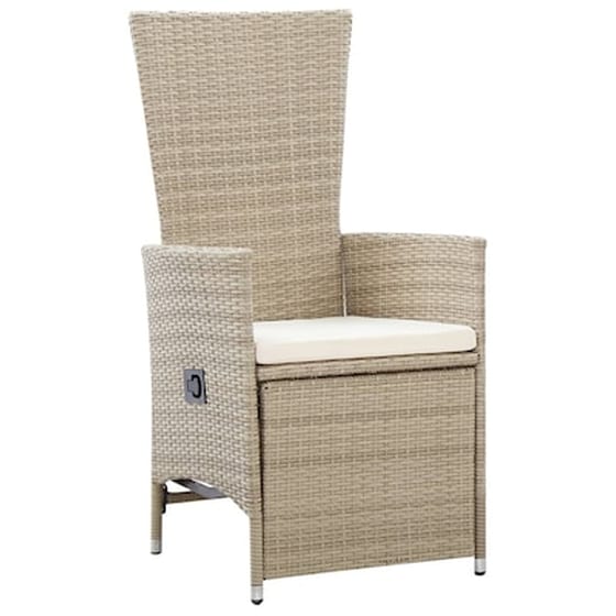 Πολυθρόνες Κήπου Vidaxl Ανακλινόμενες από Συνθετικό Ρατάν με Μαξιλάρια 2 Τεμ. 58x62x108cm - Μπεζ image 3