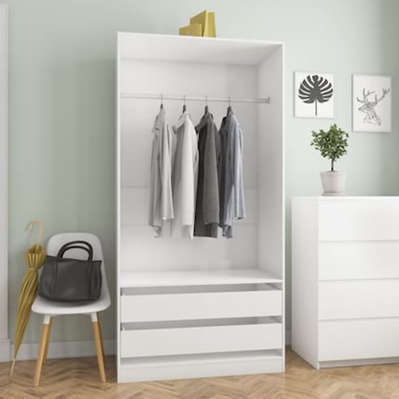 Vidaxl Ντουλάπα Γυαλιστερό Λευκό 100 X 50 X 200 Εκ. Από Μοριοσανίδα image 0