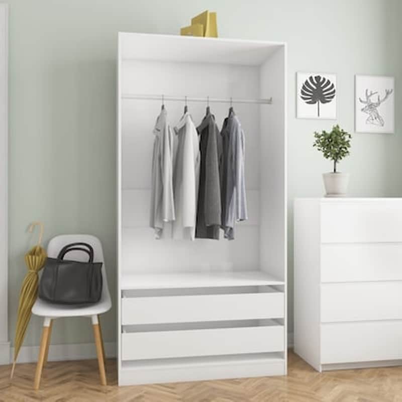 VIDAXL Vidaxl Ντουλάπα Γυαλιστερό Λευκό 100 X 50 X 200 Εκ. Από Μοριοσανίδα