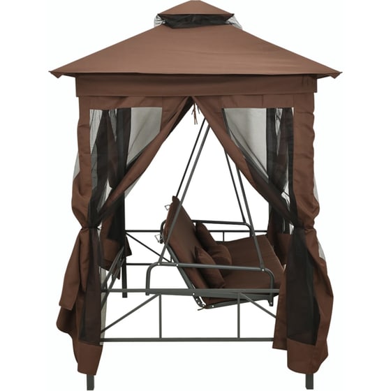 Κούνια Κήπου VidaXL με Σκίαστρο  από Χάλυβα 220x160x240 cm - Καφέ image 3