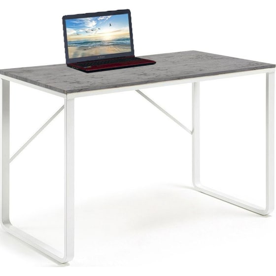 Γραφείο ArteLibre Constantia από MDF/Μέταλλο120x60x75cm - Λευκό/Γκρι Cement image 1