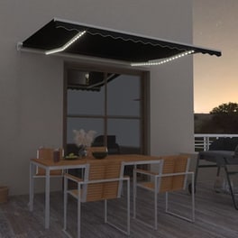 Τέντα Vidaxl Συρόμενη Χειροκίνητη με LED 400x350cm - Ανθρακί