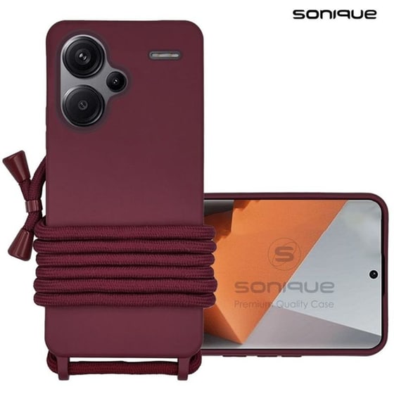 Θήκη  Xiaomi Redmi Note 13 Pro Plus 5G - Sonique Με Κορδόνι Carryhang - Μπορντό image 0