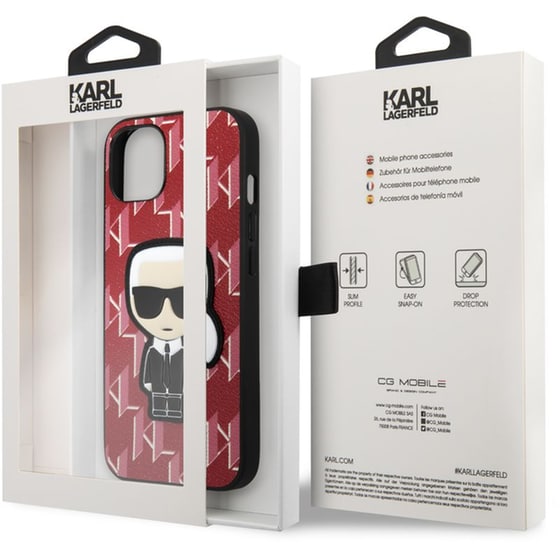 Θήκη Apple iPhone 13 - Karl Lagerfeld Monogram Ikonik Patch Case - Red image 5