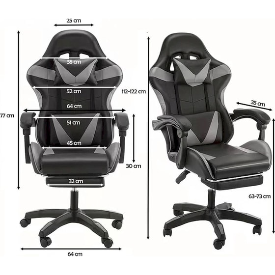Καρέκλα Gaming/ Εργασίας Aria Trade RC-K-1970 - Μαύρη/ Γκρι image 6