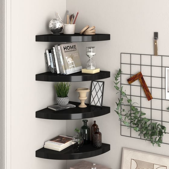 Ράφια Τοίχου VidaXL Γωνιακά από MDF 35x35x3.8 cm 4 Τμχ - Μαύρο image 1
