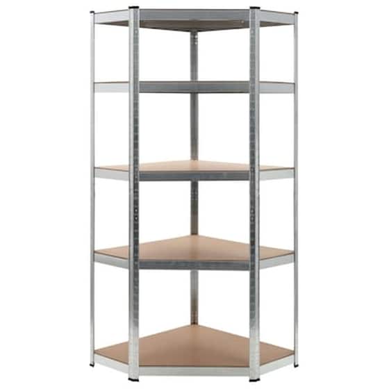 Vidaxl Ραφιέρα Γωνιακή Ασημί 75 X 75 X 180 Εκ. Από Ατσάλι Και Mdf image 0