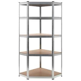 Vidaxl Ραφιέρα Γωνιακή Ασημί 75 X 75 X 180 Εκ. Από Ατσάλι Και Mdf