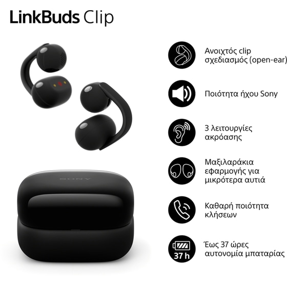 Ακουστικά Bluetooth Sony LinkBuds Clip - Black image 1