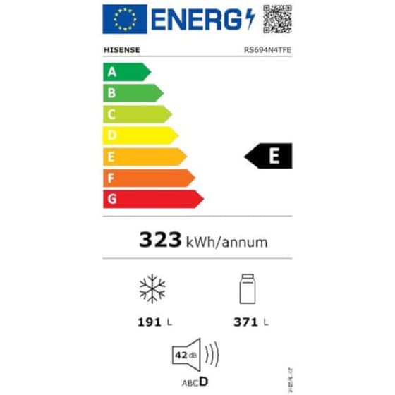 HISENSE RS694N4TFE Total No Frost 562 Lt με Multi Air Flow και Dual Tech Cooling Μαύρο Ψυγείο Ντουλάπα image 2