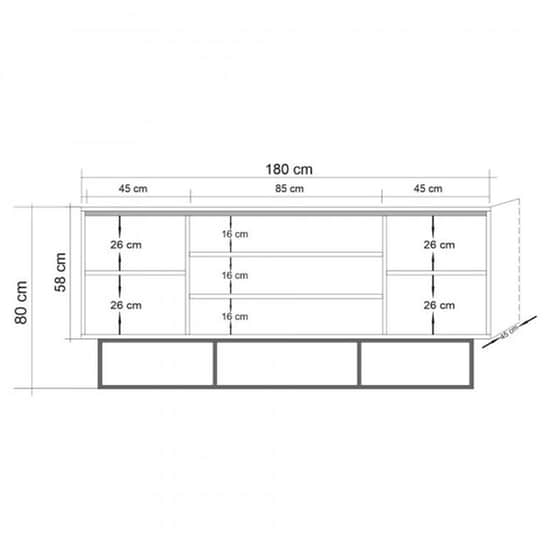 Μπουφές 24Mall Destra Atlantic Pine από Μοριοσανίδα/Μέταλλο 180x45x80 cm - Μαύρος/Καφέ image 4
