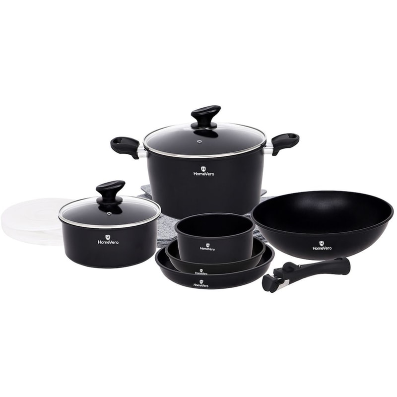 Σετ Μαγειρικά Σκεύη HOMEVERO HV-1017B 17 τμχ Μαύρο