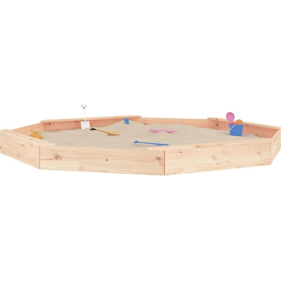 VidaXL Αμμοδόχος με Καθίσματα Οκτάγωνη 232x232x20cm Ξύλινη - Φυσικό Χρώμα Ξύλου image 0