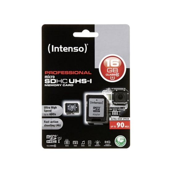 Κάρτα μνήμης microSDHC 16GB Class 10 & SD Adapter - Intenso 3433470 image 1