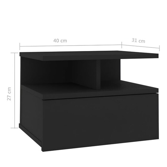 Κομοδίνο Vidaxl Κρεμαστό Από Μοριοσανίδα 40x31x27 cm - Μαύρο image 4