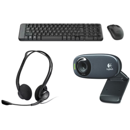 Logitech MK220 Ασύρματο Σετ Πληκτρολόγιο & Ποντίκι + Ενσύρματα Ακουστικά Κεφαλής Logitech 960 + Logitech C310 Web Camera