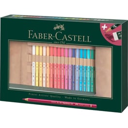 Ξυλομπογιές Faber Castell Polychromos Σετ σε Κασετίνα Δερματίνης 30 Τεμάχια & 3 Μολύβια Castell 9000 HB & Γόμα