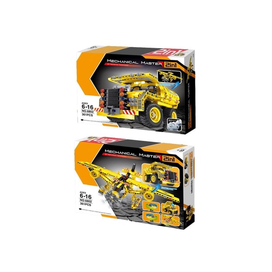 Κατασκευή 2 Σε 1 -  Χωματουργικό Φορτηγό + Αεροπλάνο - 361 Κομμάτια image 1