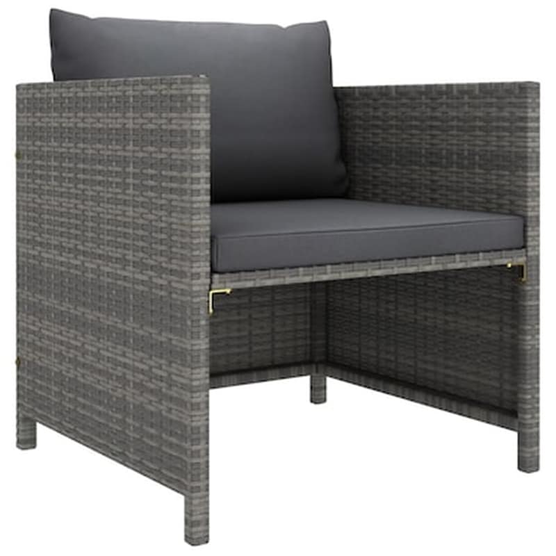 Καναπές Κήπου VidaXL με Μαξιλάρια από Συνθετικό Ρατάν 60x60x60 - Γκρι