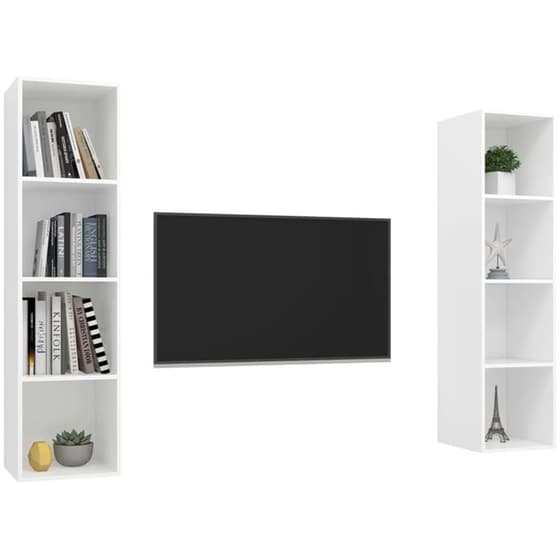 Έπιπλο Τηλεόρασης VidaXL από Μοριοσανίδα 2 Τμχ 37x37x142.5cm - Λευκό image 2