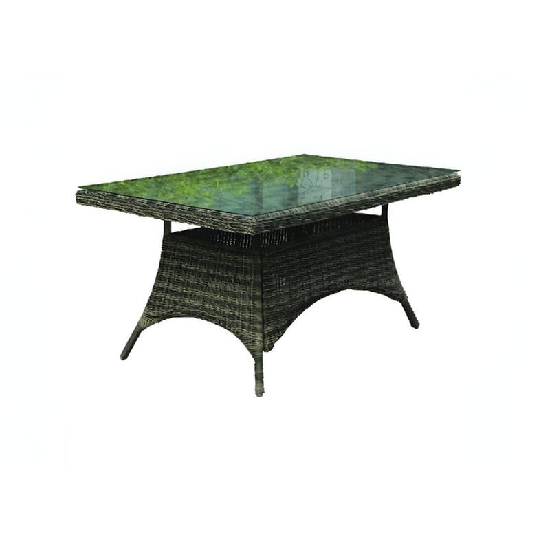 Τραπεζαρία Εξωτερικού Χώρου Woodwell Round Wicker από Ρατάν/Γυαλί 160x90x75 cm - Γκρι/Καφέ WOODWELL