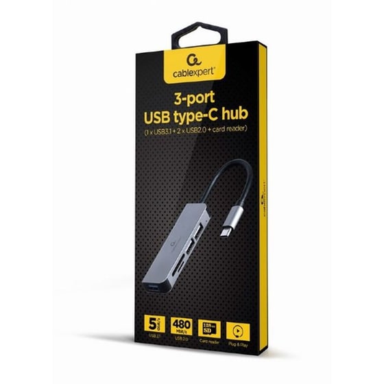 USB Hub Cablexpert UHB-CM-CRU3P1U2P2-01 USB 3.1 με 5 θύρες - Ασημί image 1