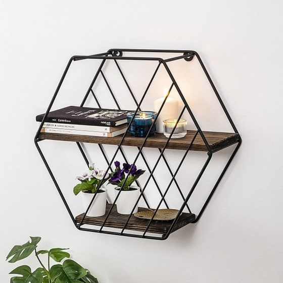 Ραφιέρα 24mall Gladiolo από Μέταλλο/Ξύλο 44x15x40 cm - Ανθρακί/Μαύρο image 1