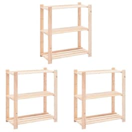Vidaxl Ραφιέρες 3 Επιπέδων 3 Τεμ 150 Κ. 80x38x90 Εκ. Μασίφ Ξύλο Πεύκου