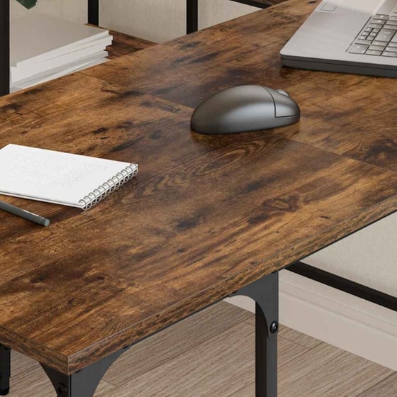 Γραφείο VidaXL από Επεξεργασμένο Ξύλο 139x139x75 cm - Καπνιστή Δρυς image 1